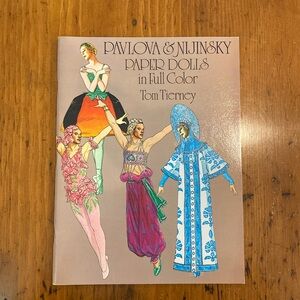 Color Russian ballet Pavlova & Nijinsky by Tom Tierney vintage paper doll